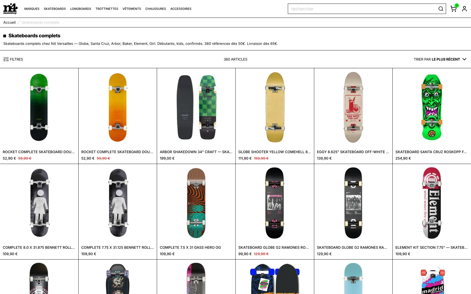 The Complete Skateboards category page on the NUMERO 4 store.